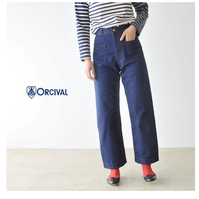 パンツ【美品】ORCIVAL デニムパンツ パッチポケット ワイドパンツ