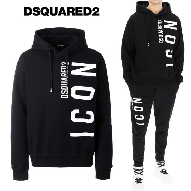 DSQUARED2 ブラック ロゴスウェット プルオーバーパーカーsizeXXL ...