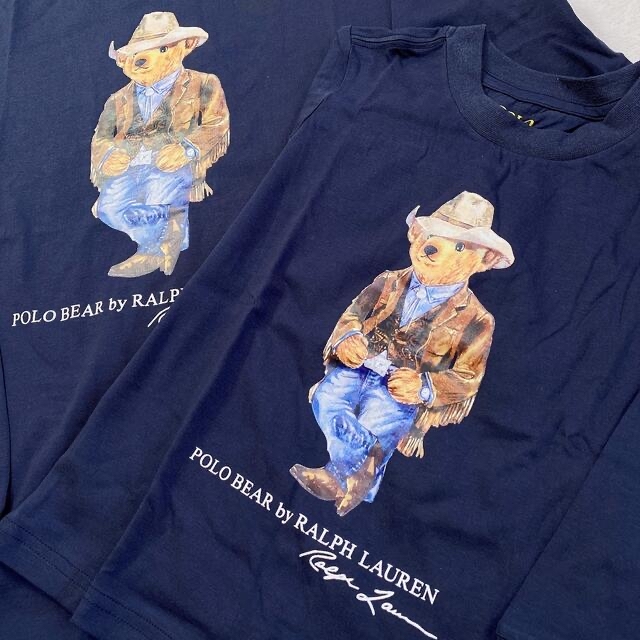 ラルフローレン2022新作　ポロベア長袖　ロングtシャツ　メンズSネイビー