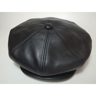 ニューヨークハット(NEW YORK HAT)の新品ニューヨークハットUSA製Lamba Newsboy本革製 黒XL(キャスケット)