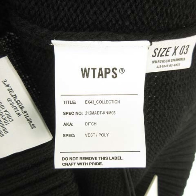 ダブルタップス WTAPS 21AW ニット ベスト トップス L ブラック 7