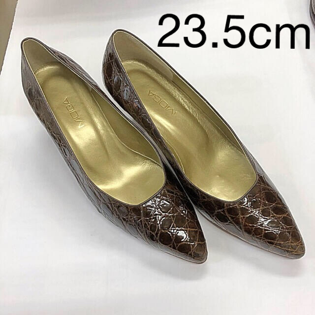 クロコダイルパンプス23.5cmブラウン