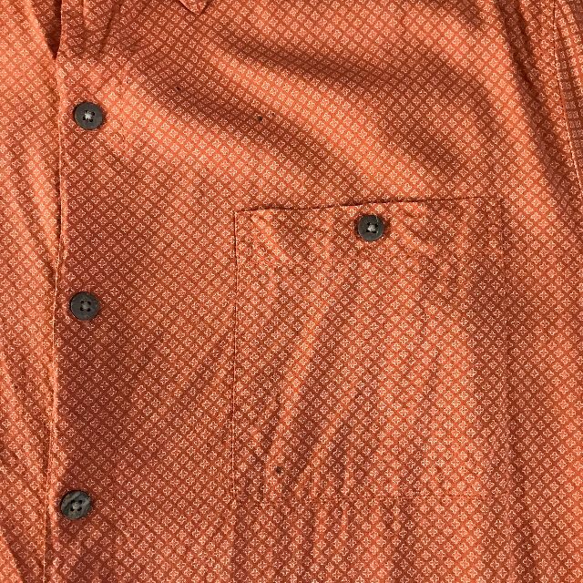 古着 半袖シャツ 胸ポケット 総柄シャツ スリット入 オレンジ メンズ S メンズのトップス(シャツ)の商品写真