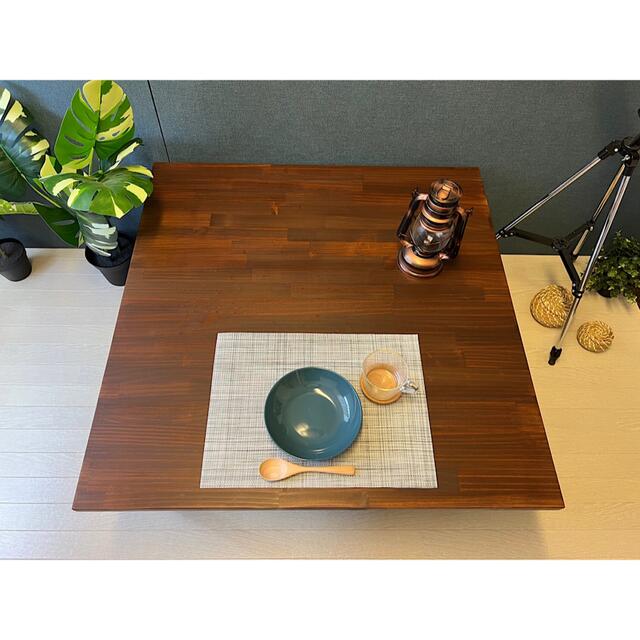 【送料無料】 ローテーブル 正方形 90cm パイン ブラウン ねじ込み木製 黒 1