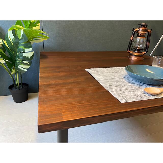 【送料無料】 ローテーブル 正方形 90cm パイン ブラウン ねじ込み木製 黒 2