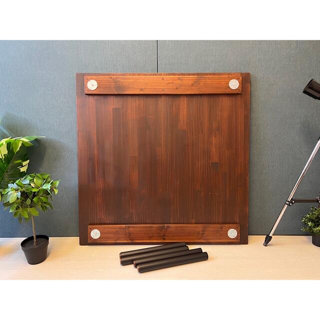 【送料無料】 ローテーブル 正方形 90cm パイン ブラウン ねじ込み木製 黒 7