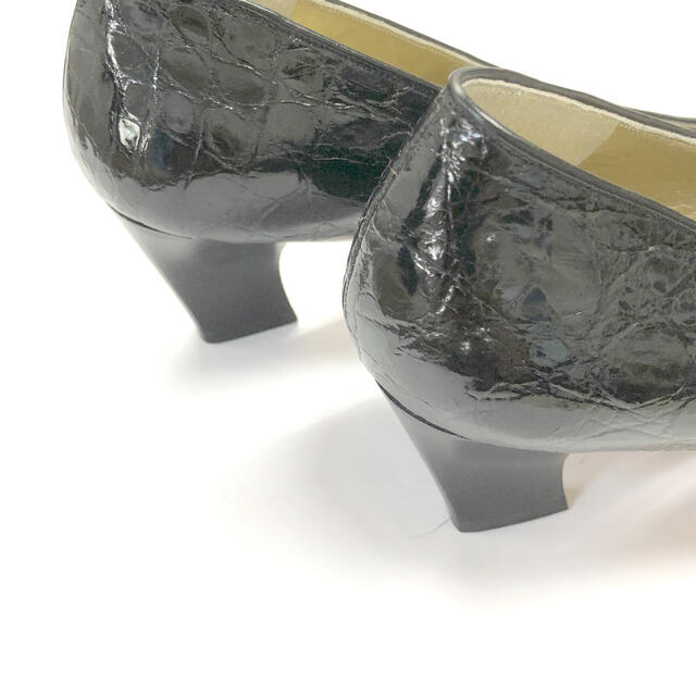 クロコダイルパンプス25.5cmブラック レディースの靴/シューズ(ハイヒール/パンプス)の商品写真