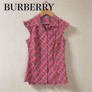 バーバリーブルーレーベル(BURBERRY BLUE LABEL)のバーバリー　BURBERRY  チェック柄　ブラウス　サイズ34(シャツ/ブラウス(半袖/袖なし))