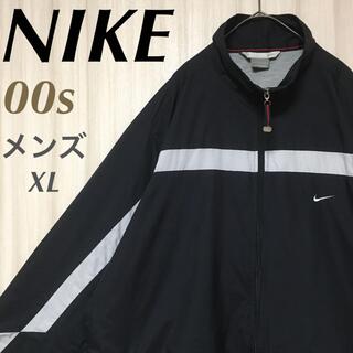 ナイキ(NIKE)のNIKE　00s　ジップアップ　ナイロンジャケット　袖デザイン刺繍ロゴ　黒　XL(ナイロンジャケット)
