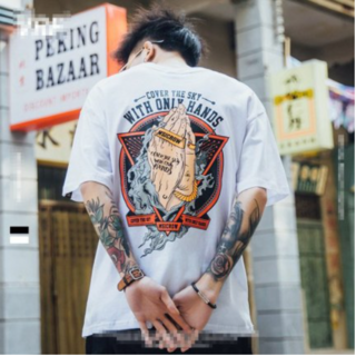 ⭐売り切り⭐韓国 服 メンズ 和風 ストリート モード ロック 半袖 Tシャツ (Tシャツ/カットソー(半袖/袖なし))