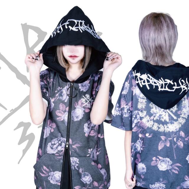 KRY 総柄薔薇デザイン 半袖サマーパーカー ROSE 新品未開封