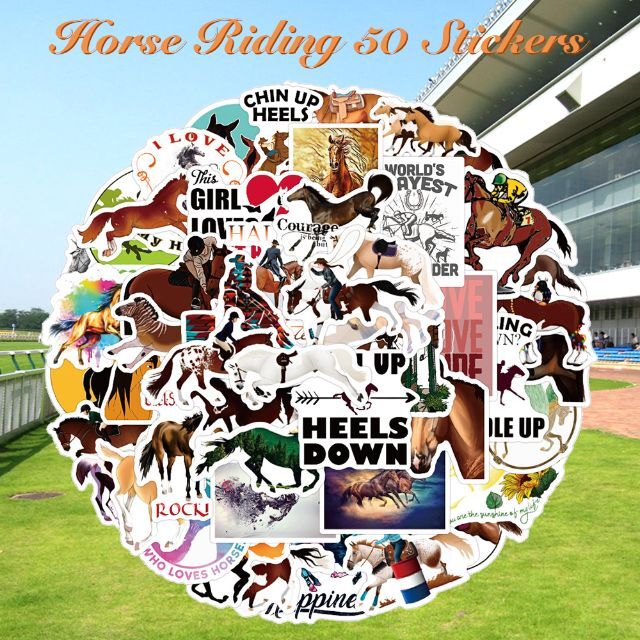 乗馬 ステッカー 50枚セット PVC 防水 シール 競馬 騎手 ジョッキー エンタメ/ホビーのおもちゃ/ぬいぐるみ(キャラクターグッズ)の商品写真