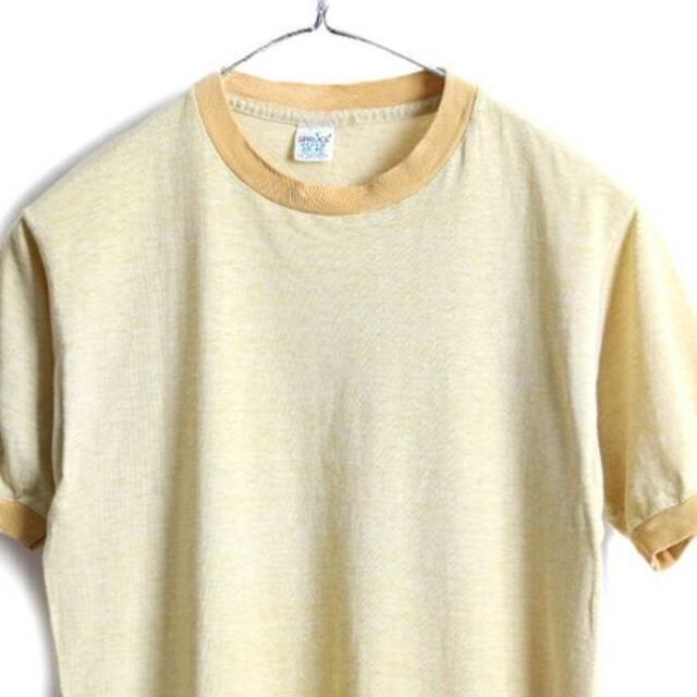 70s USA製 ビンテージ ■ スプルース 無地 リンガー 半袖 Tシャツ (