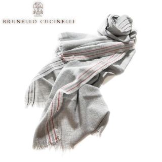 ブルネロクチネリ(BRUNELLO CUCINELLI)のG81★未使用★極上大判ストール ブルネロクチネリ グレー ウール(ストール)