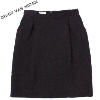 ドリスヴァンノッテン(DRIES VAN NOTEN)のDRIES VAN NOTEN フラワースカート size36 ブラック ドリス(ひざ丈スカート)