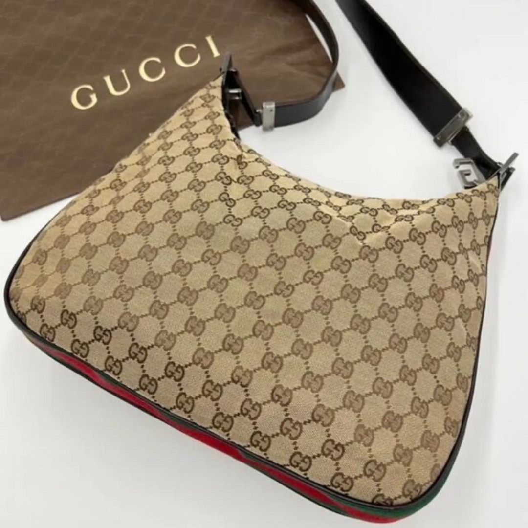 Gucci(グッチ)の【値下】美品GUCCI ワンショルダーバッグGG シェリーラインキャンバスG金具 レディースのバッグ(ショルダーバッグ)の商品写真