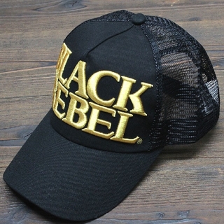 帽子 cap 男女兼用 BLACK REBEL ブラックレーベル 黒×ゴールド(キャップ)