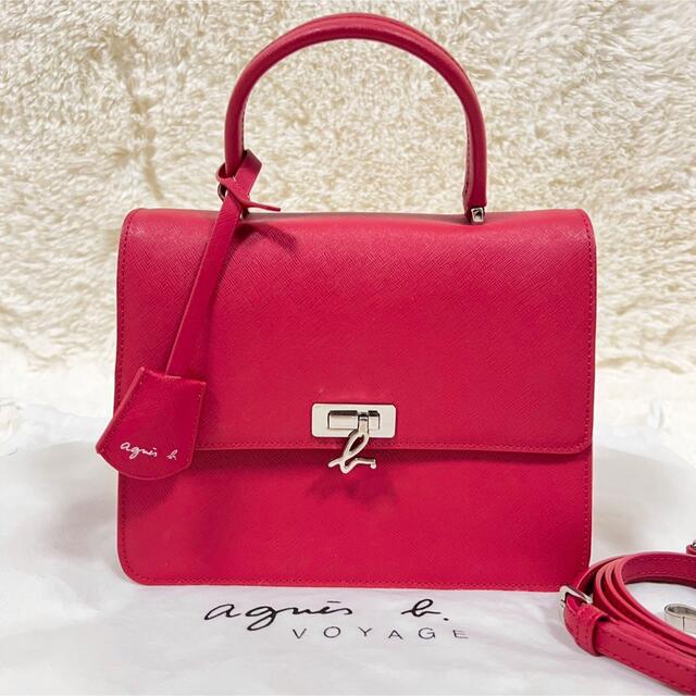 美品♡ アニエスベー 2way ハンドバッグ ショルダー チャーム レッド