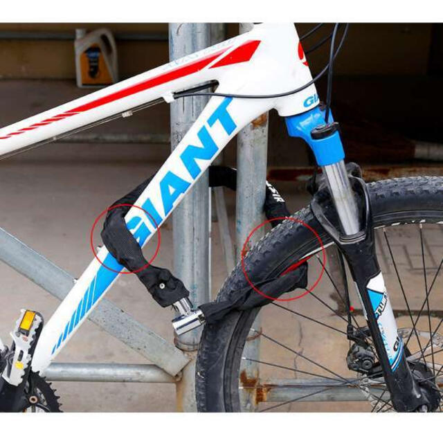 人気の定番 チェーンロック チェーン バイク 自転車 切断防止 鍵付き 極太