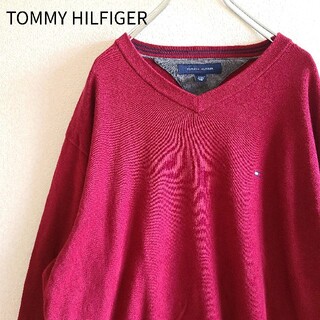 トミーヒルフィガー(TOMMY HILFIGER)のトミーヒルフィガー TOMMY HILFIGER コットンニット 赤ボルドー L(ニット/セーター)