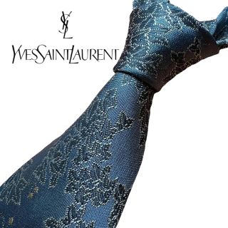 YVES SAINT LAURENT イヴ・サンローラン YSL 総柄 ボルドー ワインレッド シルク 総柄 9cm ネクタイ メンズ 102174