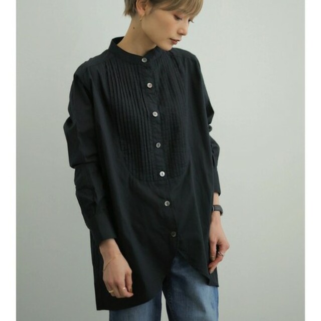 rem closet(レムクローゼット)のrem closet タキシードシャツ　ブラック　S レディースのトップス(シャツ/ブラウス(長袖/七分))の商品写真