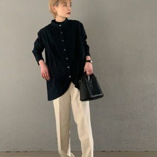 レムクローゼット(rem closet)のrem closet タキシードシャツ　ブラック　S(シャツ/ブラウス(長袖/七分))