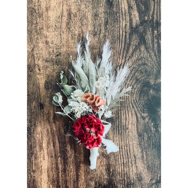 Red ＆pink bouquet boutonniere no.367