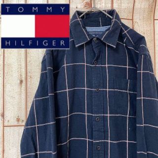 トミーヒルフィガー(TOMMY HILFIGER)の【ロゴ刺繍】トミーヒルフィガー　チェックシャツ　長袖　ネイビー(シャツ)