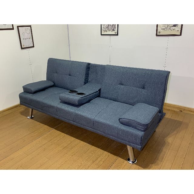 テーブル付ソファベッド/178幅/ファブリックソファー/ブルー | フリマアプリ ラクマ