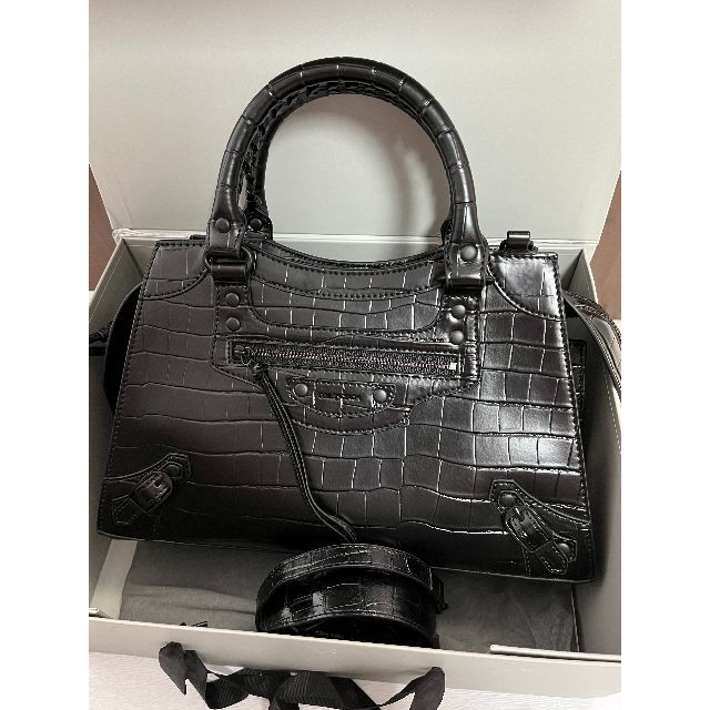国内発送 希少 新品同様 - Balenciaga バレンシアガ バッグ 黒 クロコ