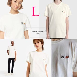 メゾンキツネ(MAISON KITSUNE')の訳有りMAISON KITSUNE メゾンキツネ ダブルフォックスTシャツ L(Tシャツ/カットソー(半袖/袖なし))