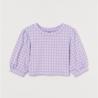 エイチアンドエム(H&M)のH&M NiziU ニジュー コラボ クロップド チェック トップス ピンク(Tシャツ(半袖/袖なし))