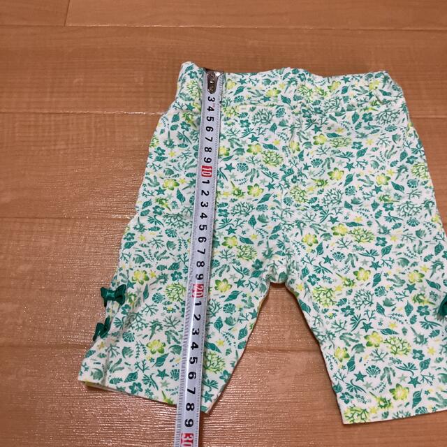 新品！タグなし 女の子 ズボン パンツ グリーン 緑 花柄 リボン レギンス キッズ/ベビー/マタニティのベビー服(~85cm)(パンツ)の商品写真