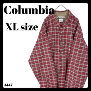 コロンビア(Columbia)のUSA古着 コロンビア 赤系 チェック柄 ボタンダウンシャツ 長袖シャツ XL(シャツ)