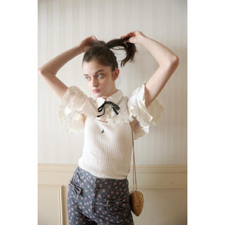 エピヌ(épine)のcropped frill ribbon 2way blouse white(シャツ/ブラウス(半袖/袖なし))