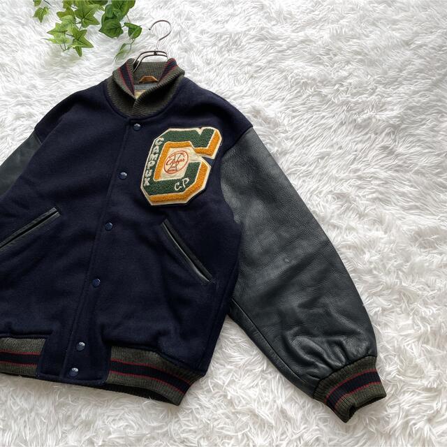 トラディショナルウェザーウエア オールド品 スタジャン 袖レザー 刺繍
