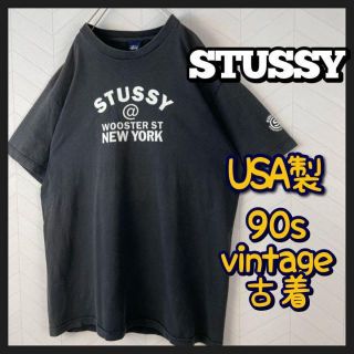 超激レア 90s USA製 オールド ステューシー 紺タグ Tシャツ 半袖 墨黒