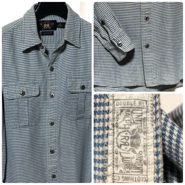 RRL ワークシャツ XS/ダブルアールエル インディゴ千鳥柄/ラルフローレン 2