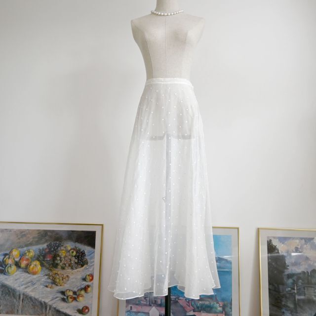 ☆Christian Dior☆最新タグ☆美品☆シルク☆ドット☆ロングスカート