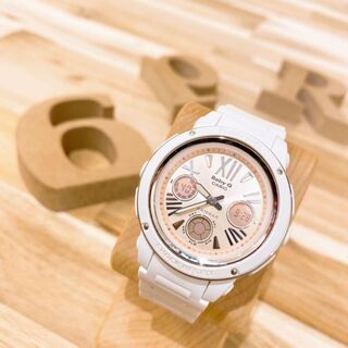 ベビージー(Baby-G)の美品【カシオ】Baby-Gベビージー腕時計BGA-152ベイビージー 白×ピンク(腕時計)