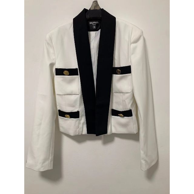 BALMAIN - BALMAIN ニットジャケット バイカラー S 新品未使用の通販