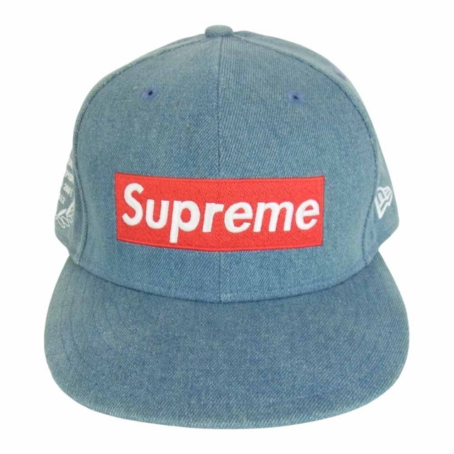 Supreme(シュプリーム)のSupreme シュプリーム 帽子 12SS New Era Box Logo Cap ニューエラ デニム ボックスロゴ ベースボール キャップ ライトブルー系【中古】 メンズの帽子(その他)の商品写真