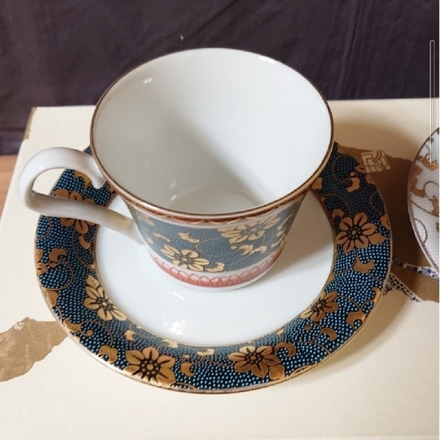 ②九谷焼/白・青粒鉄仙/ペア珈琲カップセット/共箱/食器の通販 by 猫
