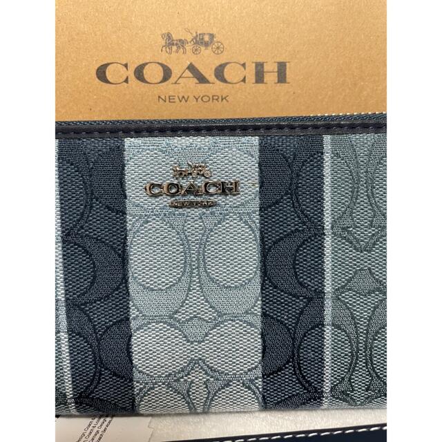 COACH(コーチ)の長財布 ネイビーブルー アウトレット COACH ストライプ メンズ メンズのファッション小物(長財布)の商品写真