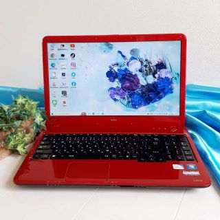 エヌイーシー(NEC)の【訳あり・動作正常】高速SSD＆新品キーボード✨NEC・赤ノートパソコン✨24(ノートPC)