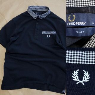 フレッドペリー(FRED PERRY)のFred Perry ポロシャツ  M スリムフィット 黒 チェック (ポロシャツ)