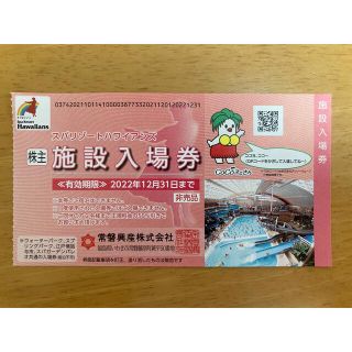 ハワイアンズ 株主優待 施設入場券 2022年12月31日まで(遊園地/テーマパーク)