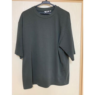 ユニクロ(UNIQLO)のエアリズムコットンオーバーサイズTシャツ（5分袖) グレー(Tシャツ/カットソー(半袖/袖なし))
