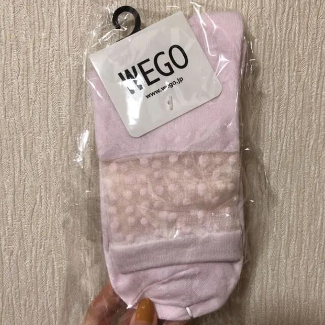 WEGO(ウィゴー)の新品未使用品　WEGO  靴下　シースルー　ピンク　水玉ドット レディースのレッグウェア(ソックス)の商品写真